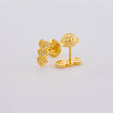 Stud Earrings Trio Hearts 0.8g / in / 6.5mm Yellow Gold 18K