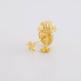 Stud Earrings Striped Flower 0.4g / in / 1.7mm Yellow Gold 18K