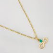 Set Cadena Figaro + Dije Infinito Esmeralda 0.06 pts / 1.75g / 18 in Oro Amarillo 18K