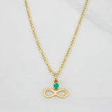 Set Cadena Figaro + Dije Infinito Esmeralda 0.06 pts / 1.75g / 18 in Oro Amarillo 18K