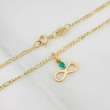 Set Cadena Figaro + Dije Infinito Esmeralda 0.06 pts / 1.75g / 18 in Oro Amarillo 18K