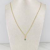 Set Figaro Chain + Infinity Pendant Emerald 0.05 pts / 1.6g / 18 in Yellow Gold 18K