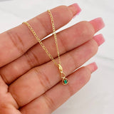 Set Figaro Chain + Infinity Pendant Emerald 0.05 pts / 1.6g / 18 in Yellow Gold 18K