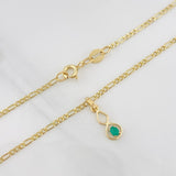 Set Figaro Chain + Infinity Pendant Emerald 0.05 pts / 1.6g / 18 in Yellow Gold 18K