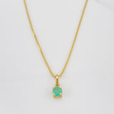 Set Cadena Franco + Dije Tambor Esmeralda 0.39 pts / 3.95g / 18 in Oro Amarillo 18K