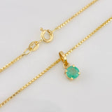Set Cadena Franco + Dije Tambor Esmeralda 0.39 pts / 3.95g / 18 in Oro Amarillo 18K
