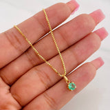 Set Cadena Franco + Dije Tambor Esmeralda 0.39 pts / 3.95g / 18 in Oro Amarillo 18K