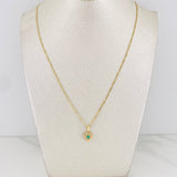 Set Figaro Chain + Emerald Heart Pendant 0.07 pts / 1.75g / 18 in Yellow Gold 18K