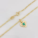 Set Figaro Chain + Emerald Heart Pendant 0.07 pts / 1.75g / 18 in Yellow Gold 18K
