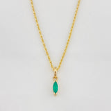 Set Cadena Lazo + Dije Lagrima Esmeralda 0.12 pts / 1.3g / 20 in Oro Amarillo 18K