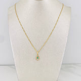 Set Figaro Chain + Emerald Drop Pendant 0.07 pts / 1.8g / 18 in Yellow Gold 18K
