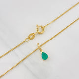 Set Cadena Mini Cubana + Dije Gota Esmeralda 0.29 pts / 1.65g / 18 in Oro Amarillo 18K
