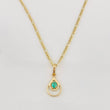 Set Figaro Chain + Emerald Drop Pendant 0.07 pts / 1.8g / 18 in Yellow Gold 18K