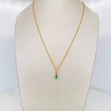 Set Cadena Lazo + Dije Lagrima Esmeralda 0.12 pts / 1.3g / 20 in Oro Amarillo 18K