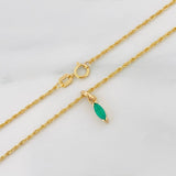 Set Cadena Lazo + Dije Lagrima Esmeralda 0.12 pts / 1.3g / 20 in Oro Amarillo 18K