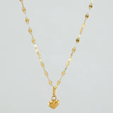 Set Mirror Flower Chain + Heart Pendant / 1.15gr / 17 3/4 in 18K Yellow Gold