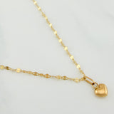 Set Mirror Flower Chain + Heart Pendant / 1.15gr / 17 3/4 in 18K Yellow Gold