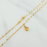 Set Mirror Flower Chain + Heart Pendant / 1.15gr / 17 3/4 in 18K Yellow Gold