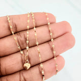 Set Mirror Flower Chain + Heart Pendant / 1.15gr / 17 3/4 in 18K Yellow Gold
