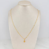 Set Mirror Flower Chain + Heart Pendant / 1.15gr / 17 3/4 in 18K Yellow Gold