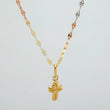 Set Mirror Flower Chain + Pendant Cross / 1.2gr / 17 3/4 in Three Golds 18K