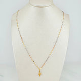 Set Mirror Flower Chain + Pendant Cross / 1.2gr / 17 3/4 in Three Golds 18K
