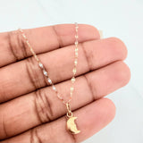 Set Mirror Flower Chain + Half Moon Pendant / 1.15gr / 17 3/4 in Three Golds 18K