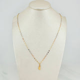 Set Mirror Flower Chain + Half Moon Pendant / 1.15gr / 17 3/4 in Three Golds 18K