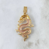 Pendant Dragon 8.6gr / 5.3cm / Fuchsia Zircons Yellow Gold