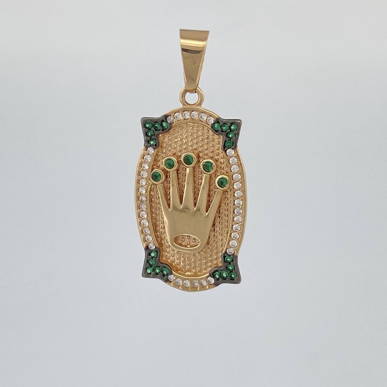 Pendant Plaque Crown 4.45 g / 1 1/2 in Three Golds 18K
