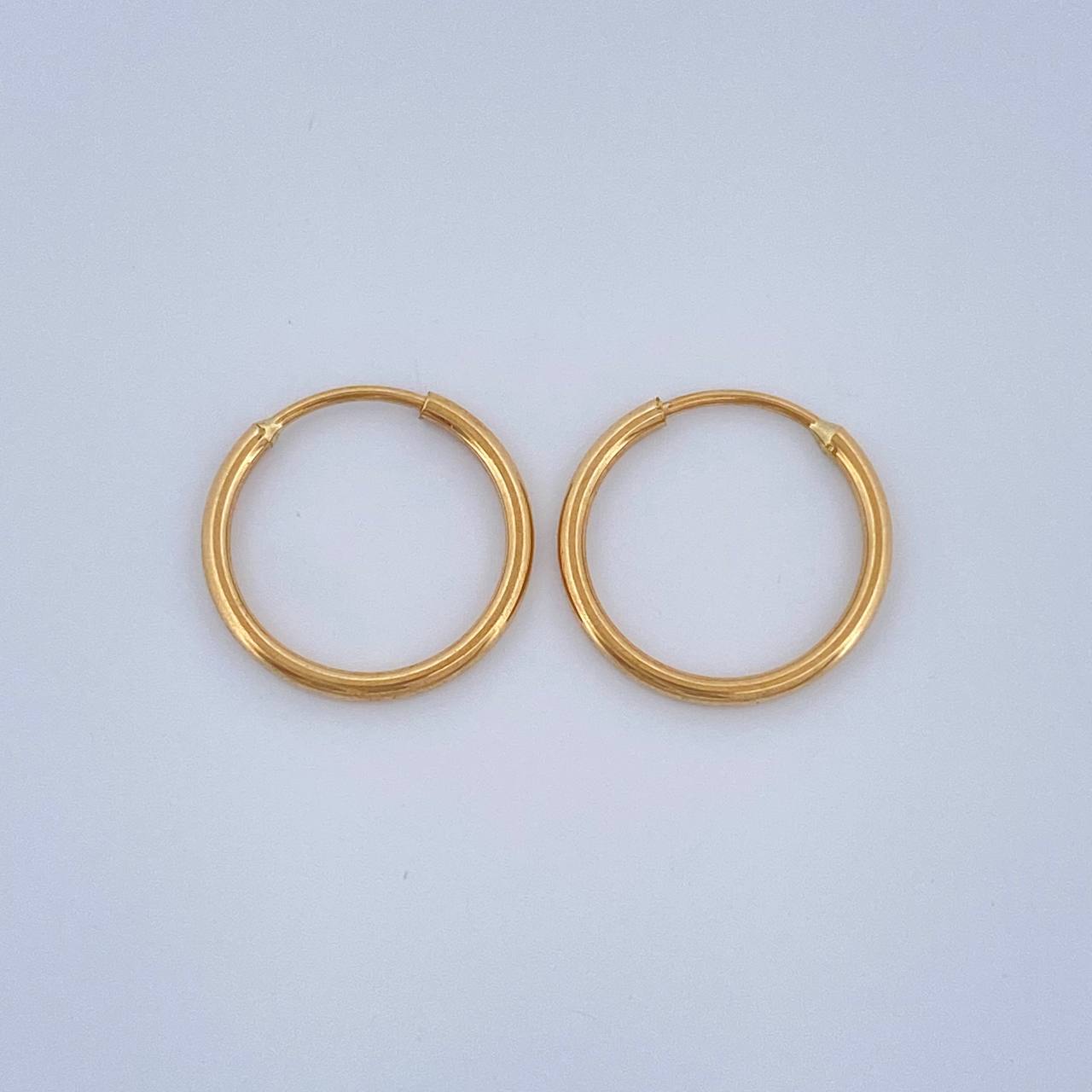 Candongas Aro Liso 0.65gr / 1/2 in / Oro Amarillo 18K $
