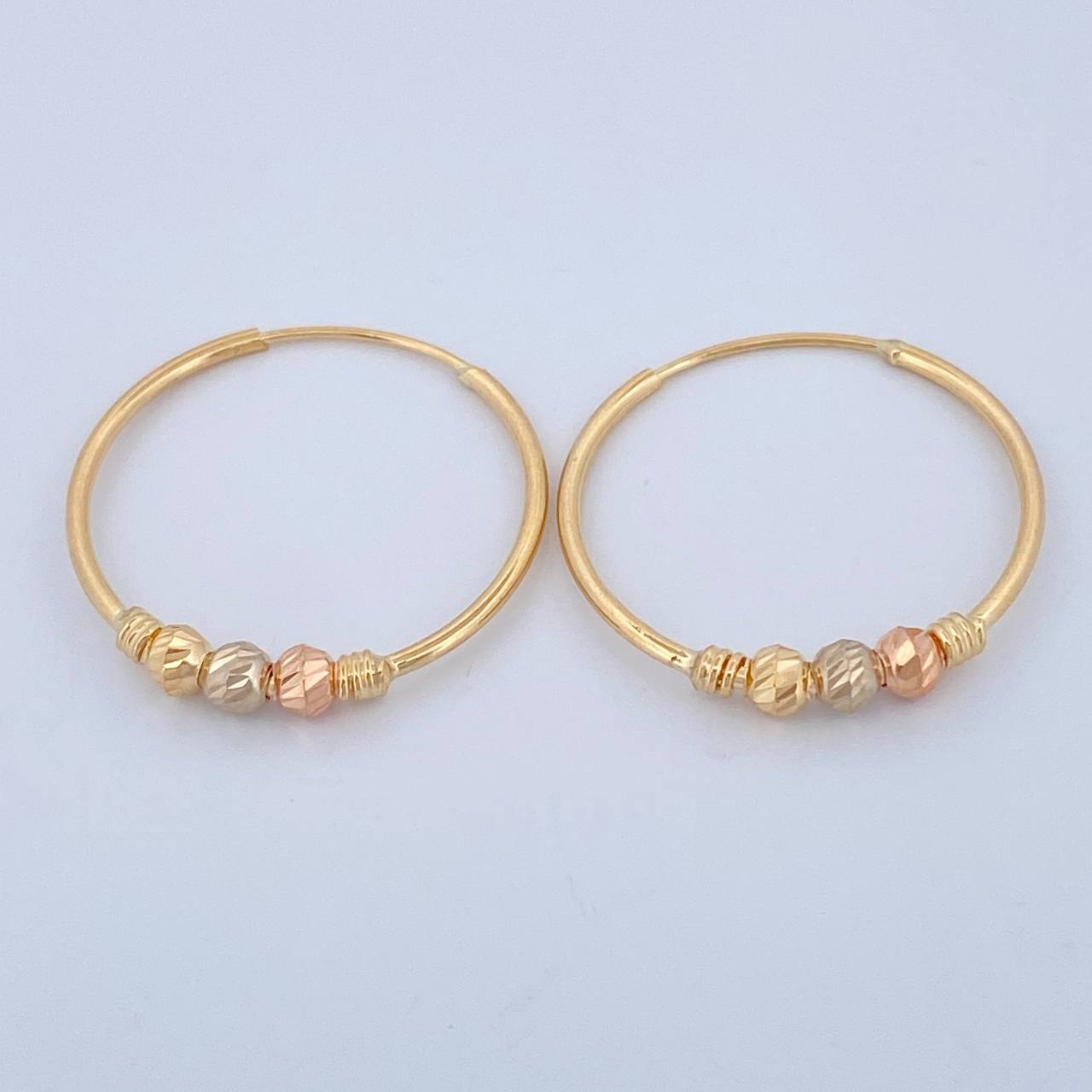 Candongas Trio 1.3gr / 3/4 in / Tres Oros 18K $