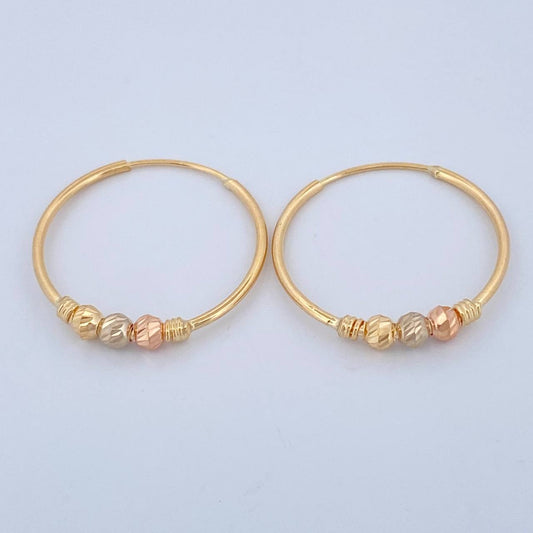 Candongas Trio 1.35gr / 3/4 in / Tres Oros 18K $