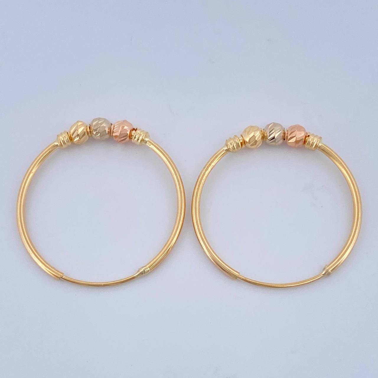 Candongas Trio 1.3gr / 3/4 in / Tres Oros 18K $