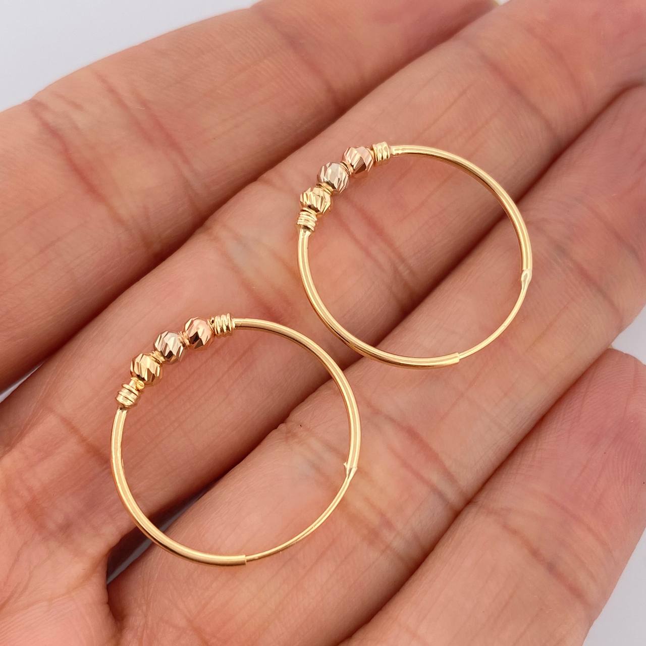 Candongas Trio 1.3gr / 3/4 in / Tres Oros 18K $