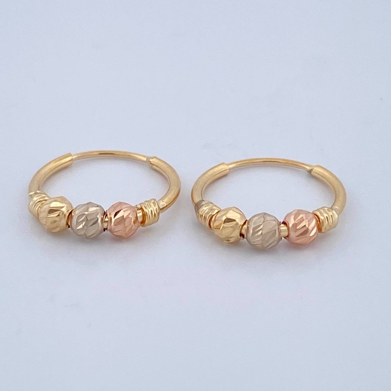 Candongas Trio 1.05gr / 1/2 in / Tres Oros 18K $