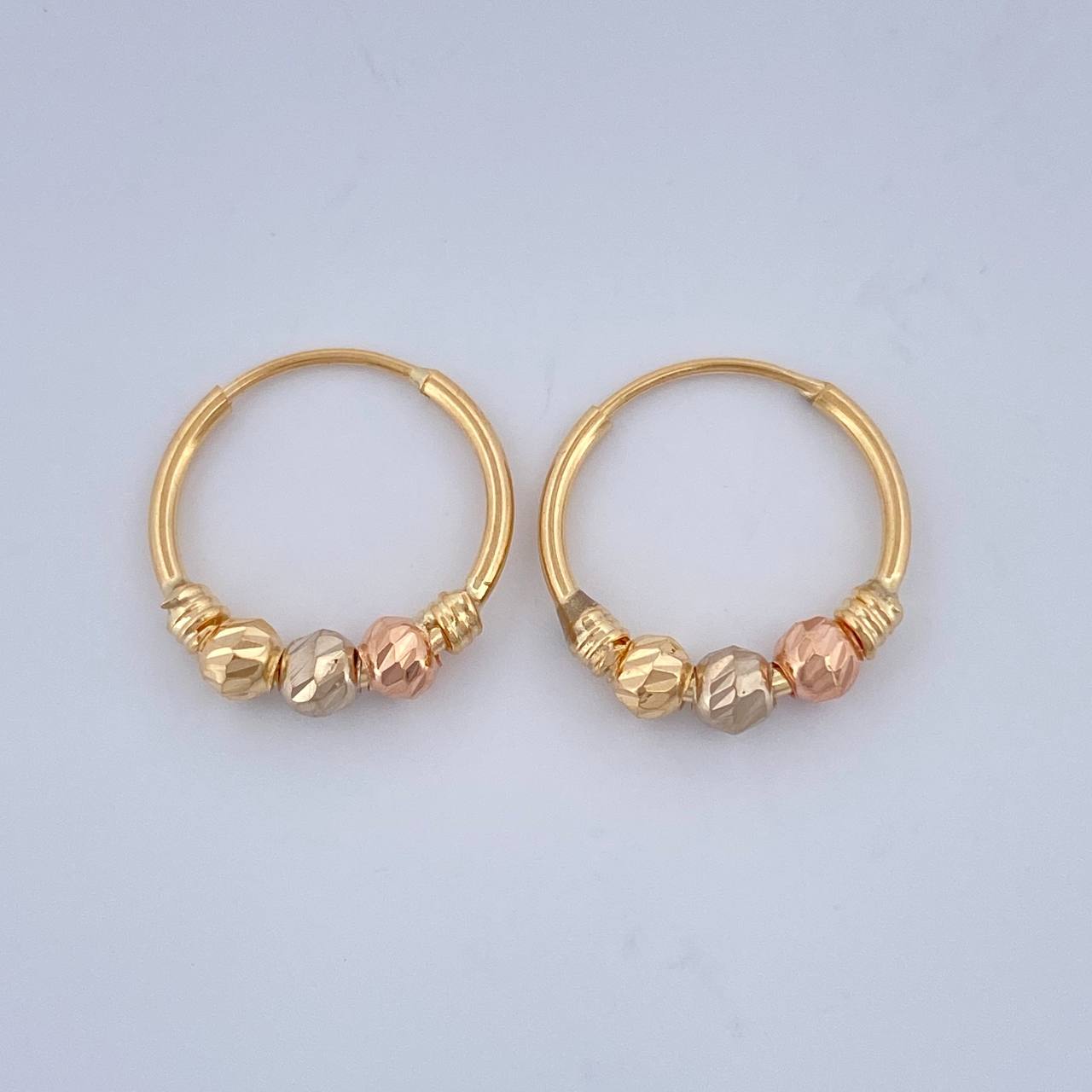 Candongas Trio 1.05gr / 1/2 in / Tres Oros 18K $