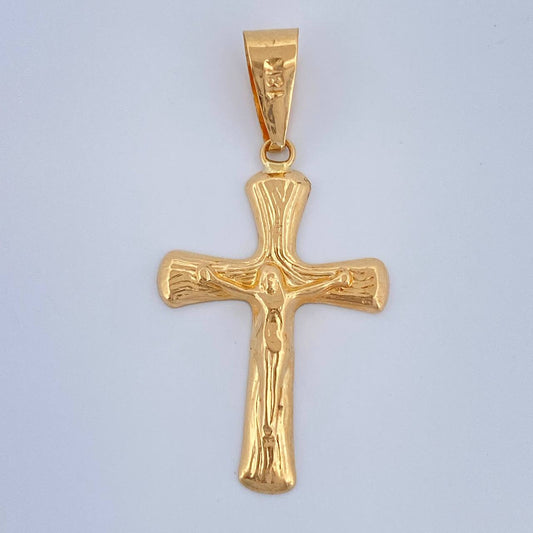 Dije Cruz Cristo Palo 1.1gr / 1 1/2 in / Oro Amarillo 18K $