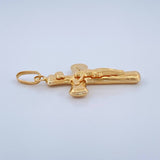 Dije Cruz Cristo Palo 1.3gr / 1 1/2 in / Oro Amarillo 18K $