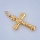 Dije Cruz Cristo Palo 1.3gr / 1 1/2 in / Oro Amarillo 18K $