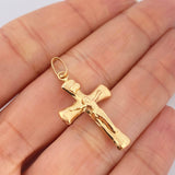 Dije Cruz Cristo Palo 1.3gr / 1 1/2 in / Oro Amarillo 18K $