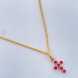 Set Cadena y Dije Lazo + Cruz 1.55gr / 17 3/4 in / 1mm Oro Amarillo 18K %