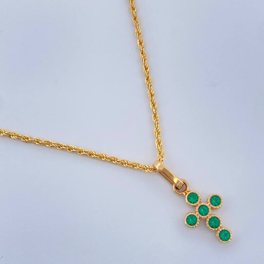 Set Cadena y Dije Lazo + Cruz 1.55gr / 17 3/4 in / 1mm Oro Amarillo 18K %