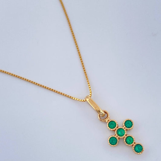 Set Cadena y Dije Veneciana + Cruz 1.6gr / 17 3/4 in / 1mm Oro Amarillo 18K %