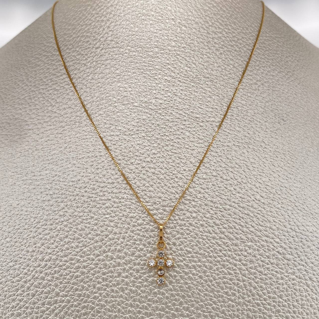 Set Cadena y Dije Veneciana + Cruz 1.45gr / 17 3/4 in / 1mm Oro Amarillo 18K %