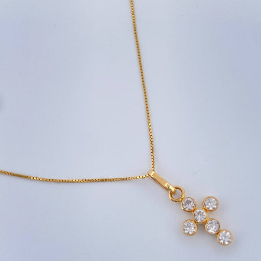 Set Cadena y Dije Veneciana + Cruz 1.45gr / 17 3/4 in / 1mm Oro Amarillo 18K %