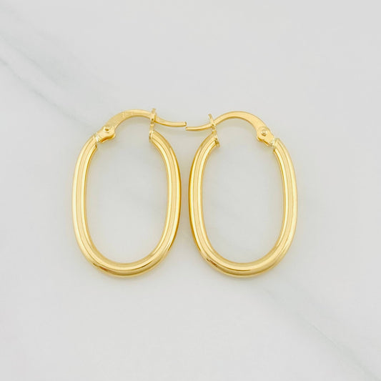 Hoop Earrings Mary Plain 1.5g / 1 in Yellow Gold 18K