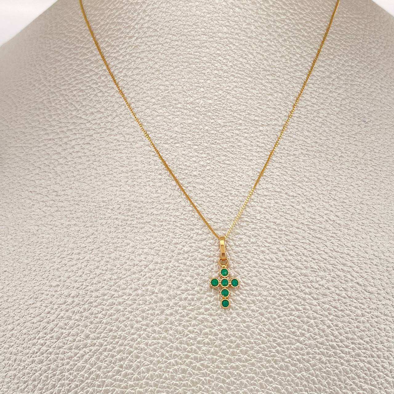 Set Chain and Pendant Venetian + Cross 1.65gr / 18 in / 0.55mm Yellow Gold 18K &