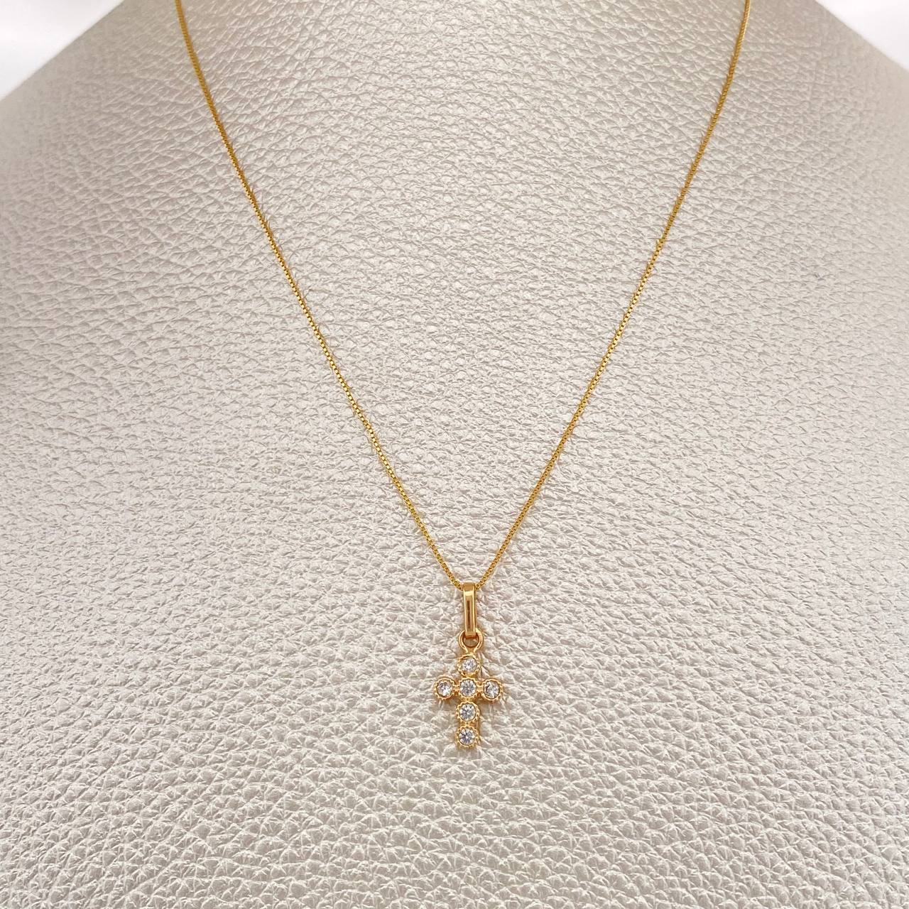 Set Chain and Pendant Venetian + Cross 1.65gr / 17 3/4 in / 0.5mm Yellow Gold 18K &