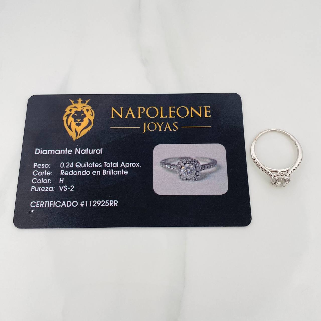 Anillo Halo Diamante 39pts 2.06g / T5 Oro Blanco 14K
